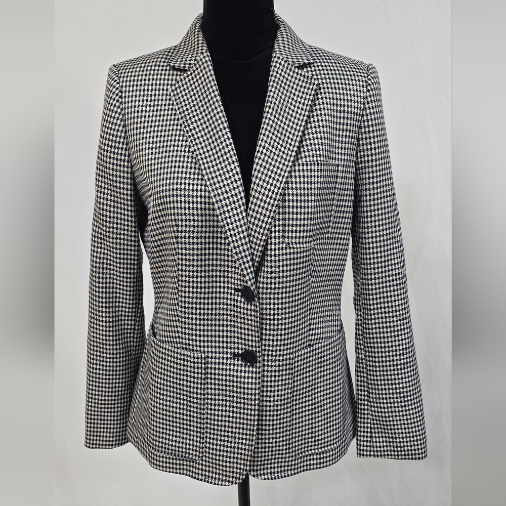 Tommy Hilfiger women 10 Houndstooth, lined, blazer office preppy classic busines